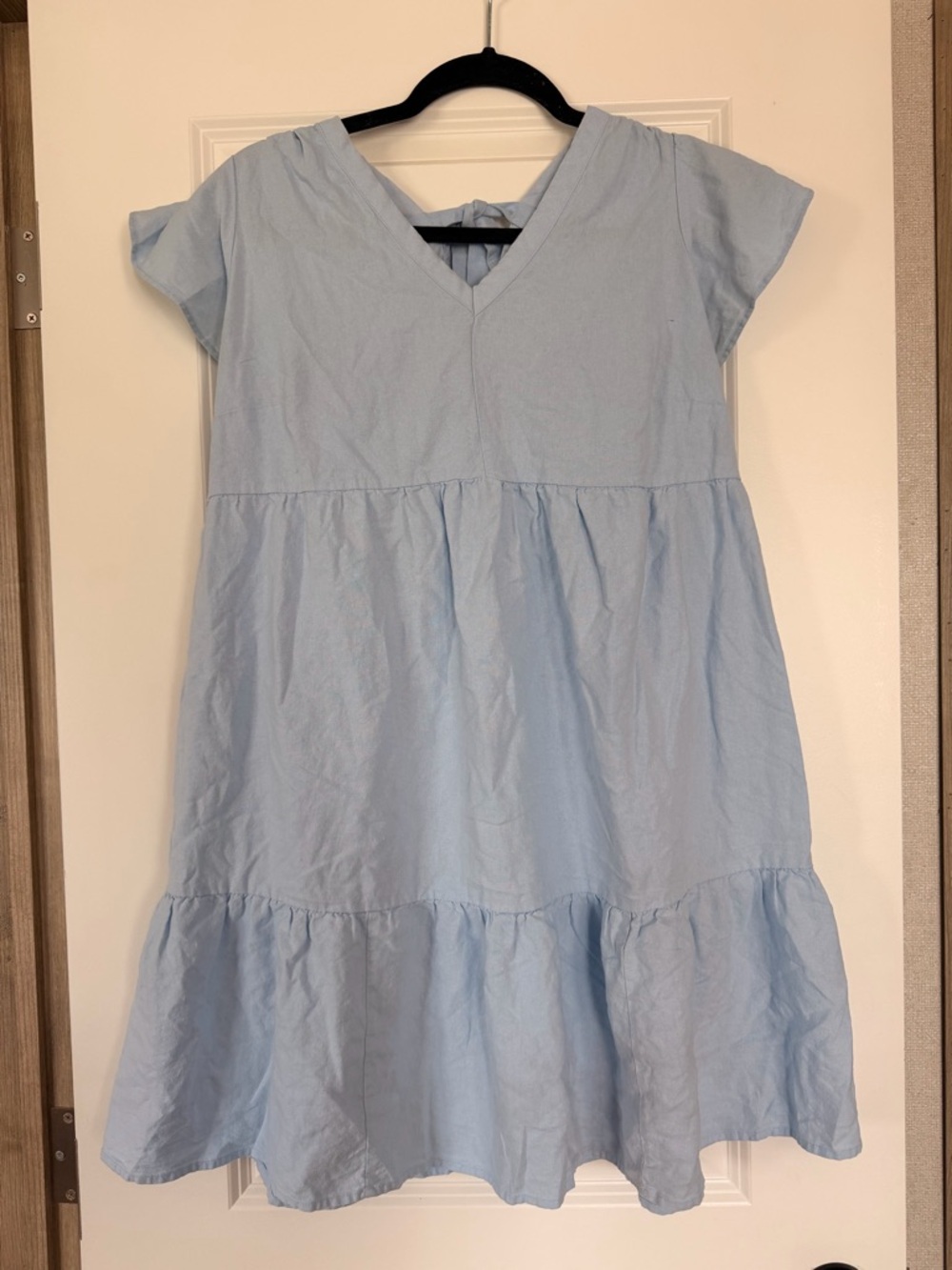 Light Blue V-Neck Babydoll Mayernity Dress - Picture 5 of 7